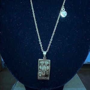 Scorpio Sign Zodiac Tarot Card Square Pendant Necklace